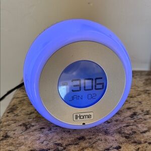 iHome Silver and Blue LED Alarm Clock